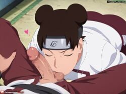 1boy 1girls :>= accurate_art_style ai_generated blush breasts closed_eyes curvaceous curvy curvy_figure double_bun fellatio female female_focus forehead_protector from_above headband kingmaster konohagakure_symbol light-skinned_female light_skin male male_pov naruto naruto_(series) naruto_shippuden oral oral_sex penis pov sex shiny shiny_hair shiny_skin skindentation smooth_skin straight sucking sucking_balls tenten testicle_sucking testicles twin_buns viewed_from_above watermark