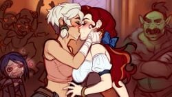 blushypixy blushyspicy comic comic_page comic_panel horny_female kissing shy spicy_quest yuri