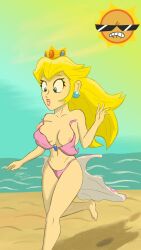 1girls beach breasts chuchozepa female mario_(series) nintendo princess_peach solo super_mario_bros.