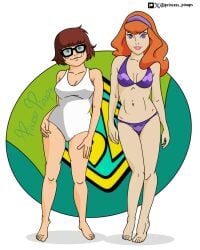 2d 2girls daphne_blake female female_only hanna-barbera princesspinups scooby-doo tagme velma_dinkley