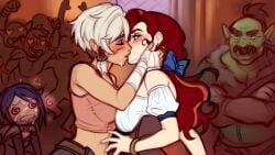 blushypixy blushyspicy comic comic_page comic_panel horny_female kissing shy spicy_quest yuri