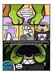 3_toes absurd_res accessory afrosoricid anthro blue_body blue_fur bracelet canid canine card card_deck card_game clothing comic cuff_bracelet dialogue duo ear_piercing ear_ring english_text feet female fennec_fox fox fur gaming gloves green_body green_fur hair_accessory hairband handwear hi_res idw_publishing jewelry kaokaoarts kitsunami_the_fennec male mammal oddkao piercing ring_piercing scared sega sharp_teeth sonic_the_hedgehog_(comics) sonic_the_hedgehog_(idw) sonic_the_hedgehog_(series) speech_bubble strip_game strip_games surge_the_tenrec teeth tenrec text text_box thoughts toes true_fox undressing