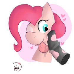 1:1 2019 animal_genitalia blue_eyes disembodied_penis duo equid equine eyelashes female friendship_is_magic fur heart horse male mammal matchesyashi my_little_pony penis pink_fur pinkie_pie_(mlp) pony simple_background straight_hair tongue