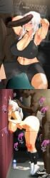 3d 3d_model 3d_render abs armpits arms_up asian black_socks blue_eyes cheek_squish chinese_female dark-skinned_male dark_skin female gym gym_clothes gym_shorts gym_uniform hair_ribbon hands_behind_head japanese_female kneehighs kneesocks koikatsu lifting lifting_person light-skinned_female light_skin mei_risa mixed_ethnicity muscular muscular_female muscular_male nude nude_male partially_clothed pressed_against pussy_juice ribbon ribbon_in_hair sex socks spidey-dude squish sweat sweatdrop sweating sweaty tachumi text tube_socks vaginal_fluids vaginal_penetration vaginal_sex white_hair