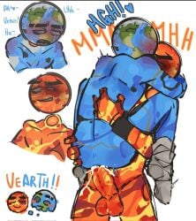 2boys 2male 2males anal anal_penetration anal_sex big_penis blue_body blush blush_lines blushing blushing_male carrying carrying_partner carrying_while_penetrated cum cum_in_ass cumming earth_(solarballs) gay gay_anal gay_sex homosexual homosexual_male homosexual_sex male male/male male_only male_penetrating male_penetrating_male moaning orange_body penetration penis_in_ass solarballs text venus_(solarballs) yaoi