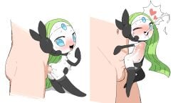 balls black_clothing black_legwear black_stockings blue_eyes blush bodily_fluids clothing cum cum_from_mouth cum_in_mouth cum_inside cum_through cumshot duo ejaculation female female_focus female_humanoid flat_chested forehead_gem from_behind_position gem generation_5_pokemon genital_fluids genitals gloves_(marking) green_hair hair hand_on_own_belly heart_symbol human humanoid internal internal_vaginal larger_human larger_male legendary_pokemon legwear looking_pleasured male male/female male_human mammal markings meloetta meloetta_(aria_form) minigirl navel nintendo nude one_eye_closed open_mouth orgasm penetration penile penile_penetration penis penis_in_vagina pokemon pokemon_(species) pussy sex simple_background size_difference smaller_female smaller_humanoid solo_focus stockings sweat tears tears_of_pleasure tongue tongue_out tosx translucent translucent_body vaginal_penetration vulva white_background x-ray_view