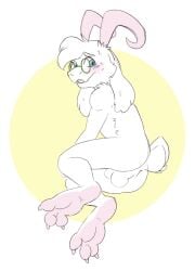 1boy anthro anus asriel_dreemurr ass backsack balls blue_eyes blush bovid caprine deltarune eyewear flaccid fur genitals glasses goat hi_res horn male male_only mammal nude penis ralsei ralsei_with_white_fur solo tbid undertale white_body white_fur