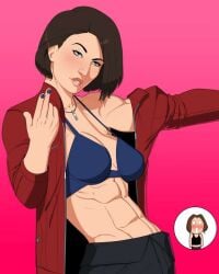 abs bra claire_redfield dylan_macri jill_valentine resident_evil seductive_look sexy_pose yuri
