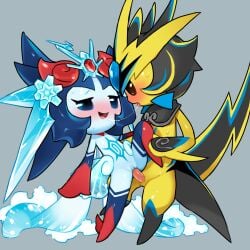 after_kiss anthro black_hair blue_body blue_eyes blue_hair blush bodily_fluids chibi clitoral_hood clitoris dancer_position duo electricity elemental_creature eye_contact female flat_chested genital_fluids genitals hair half-closed_eyes hi_res leg_markings looking_at_another looking_pleasured male male/female markings narrowed_eyes on_one_leg open_mouth penetration penile penile_penetration penis penis_in_vagina pixie pussy romantic romantic_sex saliva saliva_string sex simple_background socks_(marking) standing tail tongue tongue_out tosx vaginal_penetration water water_creature yellow_body