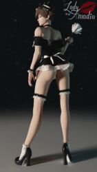 1girls 3d ass blender female female_only high_heels ladyamadia maid maid_headdress maid_uniform overwatch solo tracer