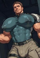 ai ai_generated bara bara_tiddies bara_tits big_breasts big_breasts big_pecs busty chris_redfield civitai dukatar44 resident_evil