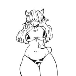 big_ass big_breasts big_butt big_thighs big_titties bovine breasts cow_bell cow_ears cow_girl cow_horn cow_print cow_print_bikini curvy female_focus female_only