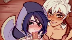 blowjob blushypixy blushyspicy comic comic_page comic_panel horny_female penis shy spicy_quest