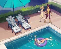 canine casual_nudity chase chase_(paw_patrol) cocker_spaniel cockerspaniel coral coral_(paw_patrol) drink female germanshepherd lounge_chair lounging male marshall marshall_(paw_patrol) nick_jr nickelodeon nude nude_female nude_male paw_patrol pawpatrol pool pool_toy skye skye_(paw_patrol) slapping sweetie sweetie_(paw_patrol) swimming_pool topless_female topless_male umbrella west_highland_white_terrier wine_glass