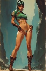 ai_generated animated animation big_breasts blush bottomless clothing_aside earrings exposed_breasts exposed_nipples female fire_emblem fire_emblem:_the_blazing_blade flashing flashing_breasts green_eyes green_hair leather_gloves leather_straps long_legs looking_at_viewer lyn_(fire_emblem) lyndis_(fire_emblem) nipples_visible_through_clothing nude nude_female outdoors perky_breasts perky_nipples ponytail posing posing_for_the_viewer pubic_hair pussy removing_clothing seductive seductive_pose standing stripping vagina
