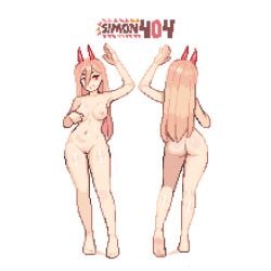 1:1 1girls alternate_version_available areolae artist_name ass back back_view blonde_hair breasts chainsaw_man completely_nude completely_nude_female demon demon_girl demon_horns feet female female_only full_body hair hips horns legs long_hair medium_breasts naked naked_female navel nipples nude nude_female pixel_art power_(chainsaw_man) pussy red_eyes shaved_pussy sim0n404 solo solo_female thighs vagina white_background