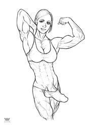 1futa abs athletic balls breasts bulge clothed dickgirl erection erection_under_clothes flexing futa_only futanari intersex line_art looking_at_viewer midriff milf muscles muscular_futanari muscular_thigh pencil_(artwork) penis posing rookerrant sierra sketch solo_futa sports_bra standing traditional_media_(artwork) veiny_penis watermark