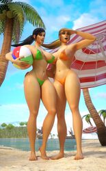 2019 2girls 3d alsace beach big_breasts bikini blizzard_entertainment breasts cleavage female female_only human human_rogue large_ass large_breasts nissyn original_character rogue_(warcraft) tektah thick_thighs warcraft world_of_warcraft