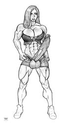 1futa abs absurdres athletic balls big_balls big_breasts breasts clothed dickgirl erection front_view futa_only futanari huge_cock intersex jackie line_art long_hair long_penis looking_at_viewer midriff milf muscles muscular_futanari muscular_thighs pencil_(artwork) penis penis_out rookerrant sketch solo solo_futa standing thick_penis traditional_media_(artwork) undressing veins veiny_penis watermark