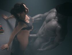 1boy 1girls 3d 4k absurdly_large_cock big_breasts big_nipples bottomless breasts breasts_out brown_hair capcom claire_redfield docni erection female guided_penetration hi_res highres large_penis light-skinned_female light_skin male male/female monster mr_x nipples penis pleasure_face resident_evil resident_evil_2 resident_evil_2_remake sex size_difference straight thighs tyrant vagina vaginal_penetration voluptuous