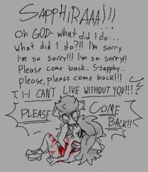 2girls accident accidental accidental_circumstance accidental_death after_amputation after_murder amputated amputation anthro arctic_fox bad_end bad_ending blood bodily_fluids bound bruised canid canine clothing corpse covered_in_blood crying crying_with_eyes_open dead death dialogue english_text fatal_affection female footwear fox furry gore guro hair halftone handwritten_text high_heels long_hair mammal mostly_nude mostly_nude_anthro mostly_nude_female murder murdered nude rubee_(lewdles) sad sapphira_(lewdles) shoes siblings siblings_(lore) sisters sisters_(lore) snuff socks tagme tail text tragic_fate true_fox unforeseen_consequences unintentional wounded