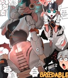 1boy 1girls angels_of_delusion aria_(zenless_zone_zero) aria_(zenless_zone_zero)_(robot_form) bar_censor breasts censored commentary_request cum english_text female fertilization green_eyes heart highres humanoid_robot impregnation internal_cumshot joints mechanical_arms mechanical_legs medium_breasts ovum penis pillow robot robot_girl robot_joints sex speech_bubble ssoog straight usb vaginal_penetration wise_(zenless_zone_zero) wombforce zenless_zone_zero