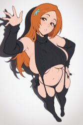 ai_generated big_ass big_breasts bleach female female_only inoue_orihime leggings red_hair sleeveless_shirt sweater_dress thick_thighs