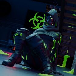 1girls 3d 3d_(artwork) big_breasts boots female green_eyes hoodie macu031 masked_female military_uniform radioactive rule_63 toxic_fusion_(fortnite)