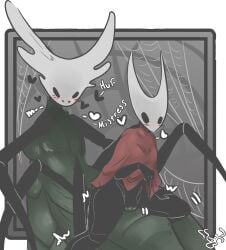 2026 2_horns absurd_res anthro arthropod biped black_body black_eyes blush clothing dialogue duo edit edited empty_eyes english_text female fingers heart_symbol hi_res hollow_knight hollow_knight:_silksong hollow_knight_(franchise) horn hornet_(hollow_knight) male male/female penetration penile penile_penetration penis pussy red_clothing signature ssleepyflowers styx_(hollow_knight) styx_(hollow_knight:_silksong) team_cherry text vaginal_penetration white_heart white_text