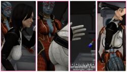 1futa 1girls 3d age_difference alien asari big_ass big_breasts big_penis dickgirl_penetrating donyto female female_penetrated forced from_behind futa_on_female futanari hair_grab human intersex interspecies lipstick mass_effect miranda_lawson rape samara surprised vaginal_penetration