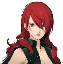 1girl 1girls accurate_art_style armband asian atlus big_breasts breasts cape cleavage closed_mouth clothed clothed_female clothing coat curvy edit edited facing_viewer female female_only hair_over_one_eye hi_res human large_breasts light-skinned_female light_skin long_hair megami_tensei mitsuru_kirijo mitsuru_portrait_edit official_style open_eyes out_of_frame pale-skinned_female pale_skin partially_clothed persona persona_3 persona_3_reload red_eyes red_hair revealing_clothes sega skinny slim solo solo_female transparent_background
