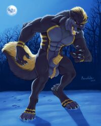 abs animal_genitalia balls canid canine canis claws elsifthewolf erection fangs full_moon hi_res knot knot_in_sheath male male_only mammal moon night penis richard_foley sharp_teeth sheath snow solo solo_male teeth were werecanid werecanine werewolf wolf yellow_penis