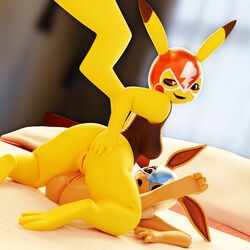 1:1 2019 2girls 3d 3d_(artwork) anthro anthrofied anus ass bed breasts clothed clothing cosplay_pikachu digital_media_(artwork) duo eevee female fur furry furry_only hand_on_ass looking_back mammal mask nara41x nintendo nsfwo nsfwo262 open_mouth original_character pikachu pikachu_libre pokémon_(species) pokemon pokemorph pussy seductive smile surprise tail topwear vagina video_games wo262 yuri