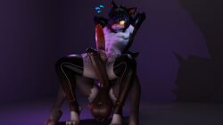 3d_(artwork) aak_(arknights) anthro arknights armwear balls big_balls big_penis bodily_fluids bovid caprine clothing digital_media_(artwork) duo felid feline femboy genitals goat hi_res huge_balls huge_penis humanoid hypergryph imminent_sex latex latex_armwear latex_clothing latex_legwear legwear male male/male mammal monsterofkiwi78 penis simple_background slim_male studio_montagne sweat sweatdrop thigh_highs zeph_(imaaahorny)