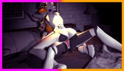 3d cowgirl_position five_nights_at_freddy's fox furry girl_sandwich jerek_(artist) lolbit_(fnaf) mangle_(fnaf) nude pink_pussy yellow_eyes