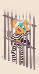 34no404 anthro big_breasts breast_press breasts female furry jail_cell mug prison_clothes rouge_the_bat sonic_(series) wings