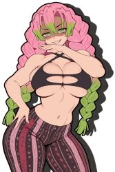 ai_generated big_ass big_breasts black_topwear demon_slayer female female_only forbidden_pants kanroji_mitsuri kimetsu_no_yaiba mitsuri_kanroji seductive thick_ass yoga_pants