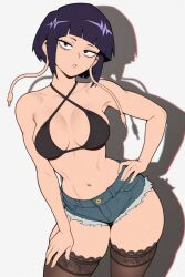 ai_generated big_ass big_breasts boku_no_hero_academia denim_shorts female female_only human jean_shorts jiro_kyoka kyoka_jiro leggings my_hero_academia thick_thighs