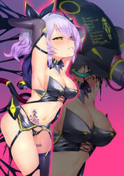 azur_lane barcode barcode_tattoo before_and_after bimbo bimbofication body_markings body_modification brainwashing breasts corruption dark_persona head_mounted_display javelin_(azur_lane) mask masked mind_break mind_control satou_kuuki sex_machine sex_slave slave stationary_restraints tattoo