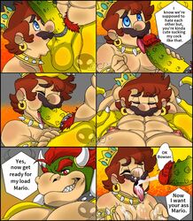 2020 2boys all_the_way_to_the_base anthro anthro_on_human ball_sucking balls balls_deep big_penis blue_eyes bowser bracelet brown_hair chest cock_gobble cock_hungry cock_ring collar color comic crown cum cum_hungry cum_in_mouth cum_on_chest cum_on_face cum_on_hands cum_on_tongue cumshot cumshot_into_mouth deepthroat dialogue digital_media_(artwork) duo earrings ejaculation english_text erect_nipples eyes_closed facial fellatio gay giving_head going_down_on gold_jewelry hi_res horns humanoid_penis imminent_anal indoors interspecies jeweled_armlet knob_polishing koopa licking_penis male male_only mario mario_(series) moustache mouthful mscherrypop69 multiple_boys muscles muscular muscular_male nintendo nipple_piercing nipples oral oral_sex penis penis_in_mouth pierced_nipples piercing playing_skinflute pleasure_face pointed_teeth pubes pubic_hair red_eyes red_glans red_hair scalie sex_slave size_difference speech_bubble spiked_bracelet spiked_collar spiked_penis studded_collar sucking_balls sucking_off sucking_testicles swallowing_penis_while_deepthroat testicles text tongue_out watermark yaoi