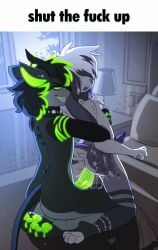 2boys anal anal_sex animated bed bedroom caption choking detailed_background duo eto_ya fur furry gay meme on_bed paws penetration penis penis_in_ass reaction_image spines tagme tail