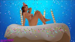 3d blender breasts brigitte brown_hair female happy_birthday legs naked nude overwatch solo the_halfmexican