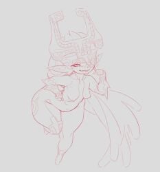 1girls female female_only hayabusart imp imp_midna midna monochrome shortstack sketch solo thick_thighs wide_hips