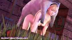 3d all_fours almightybeastoverlord apple areolae barn bestiality blonde_hair breasts closed_eyes dead_or_alive dead_or_alive_5 farm hay interspecies marie_rose mounted nipples on_knees petite pig pitchfork small_breasts source_filmmaker suid suina sus_(pig) swine twintails zoophilia