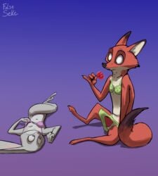 absurd_res anthro bikini breasts canid canine crossdressing disney duo erection exhibitionism falseseke female flashing food fox hi_res judy_hopps knot lagomorph leporid male mammal nick_wilde nipples pawpsicle peeping penis popsicle rabbit small_breasts straight swimsuit swimwear translucent wardrobe_malfunction zootopia