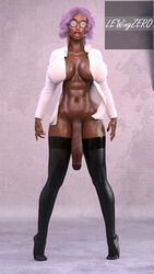 1futa 3d abs big_penis breasts brown_skin colbra dark_skin dickgirl front_view futa_only futanari glasses half_nude hourglass_figure huge_breasts intersex long_penis looking_at_viewer midriff milf oil penis pink_hair semi-erect standing stockings veiny_penis watermark wide_hips