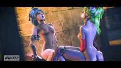 1boy 2girls 3d animated ass breasts final_fantasy final_fantasy_vi green_hair no_sound nude sex soul_calibur tagme talim terra_branford threesome video wanksy