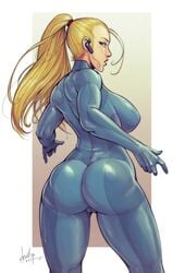 1girls 2019 alternate_breast_size ass big_breasts blonde_hair bodysuit breasts bubble_butt devil_hs eye_contact female female_only half-closed_eyes huge_ass huge_breasts large_breasts looking_at_viewer looking_back metroid muscular_back muscular_female muscular_thighs nintendo ponytail samus_aran seductive sketch solo text thick_thighs thigh_gap toned toned_female watermark wide_hips zero_suit zero_suit_samus