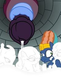 2019 absurd_res badumsquish bodily_fluids cum digital_media_(artwork) earth_pony equid equine friendship_is_magic genital_fluids green_eyes hi_res horse macro male mammal my_little_pony penetrable_sex_toy penis pony prince_hisan_(mlp) sex_toy smile