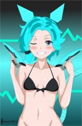 1girls blue_hair catgirl female female_only indexryo looking_at_viewer maeve_(paladins) paladins raeve_maeve small_breasts solo